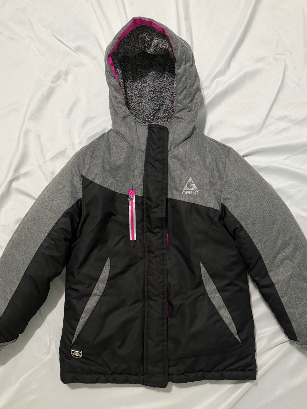 Gerry Girls 3-in-1 Hooded Insulated Jacket Colorblock 7-8Y Black Gray Pink